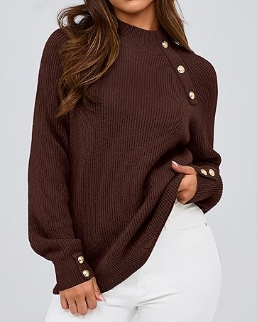 Womens Sweaters Fall 2024 Ribbed Knit Raglan Long Sleeve Mock Neck Pullover Sweater Chunky Outfits