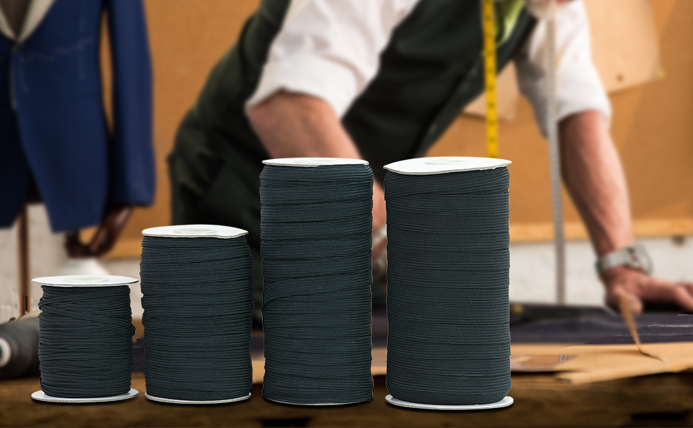 Flat Elastic Band for Sewing, 3/8 inch 50 Yards High