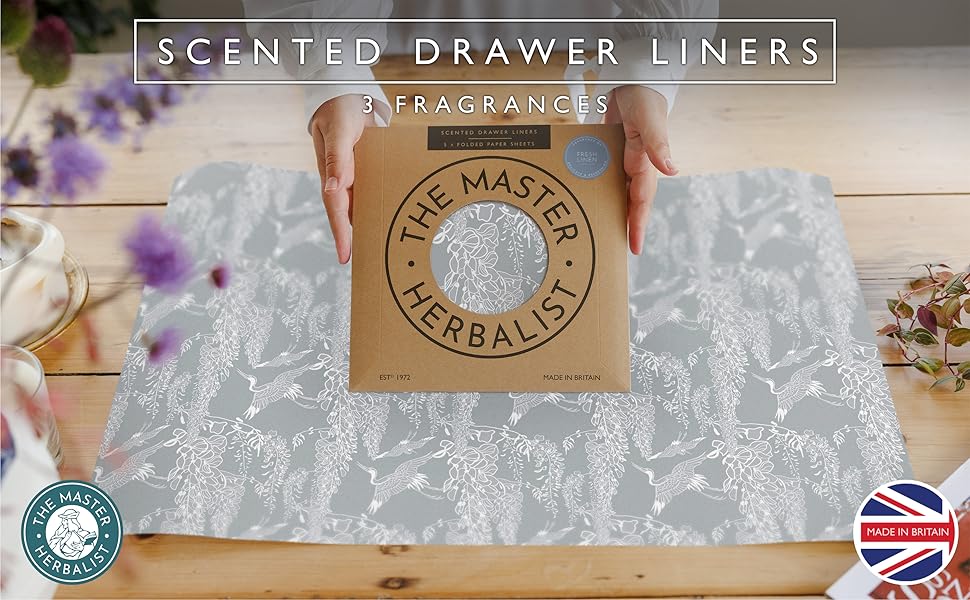 The Master Herbalist LAVENDER & NEEM OIL Scented Drawer Liners in a