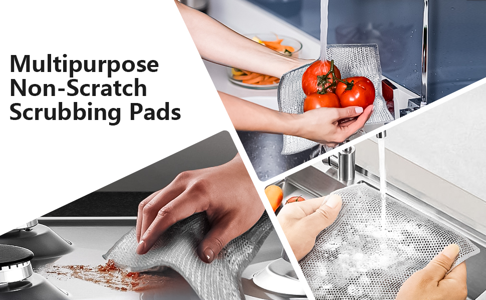 Multipurpose Wire Dishwashing Rags for Wet and Dry, 12PC