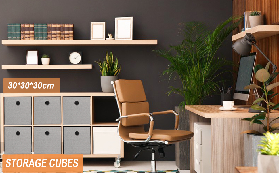 JAKAGO Foldable Storage Boxes Set of 6,Large Cloth Drawer Organizer