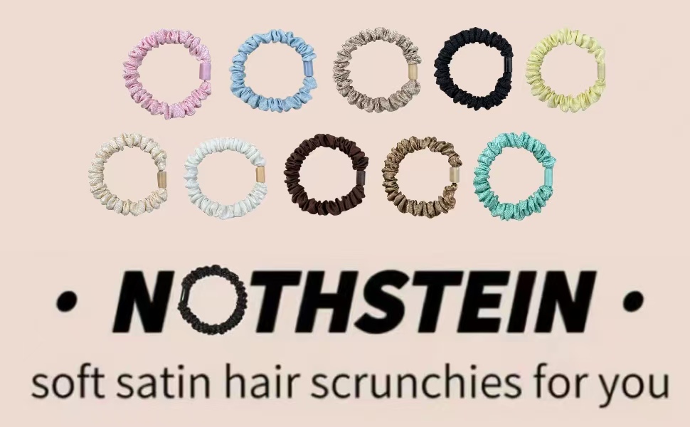 10 Pcs Satin Hair Ties No Damage for Women Thick Thin Hair, Small Satin Scrunchies (Light Colors)