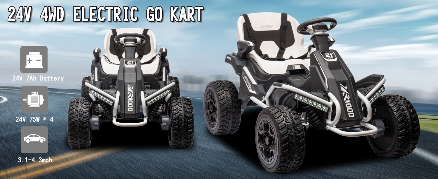 TAICO 24V Kids Ride On Toy, 4WD Ride On Car for Big Kids