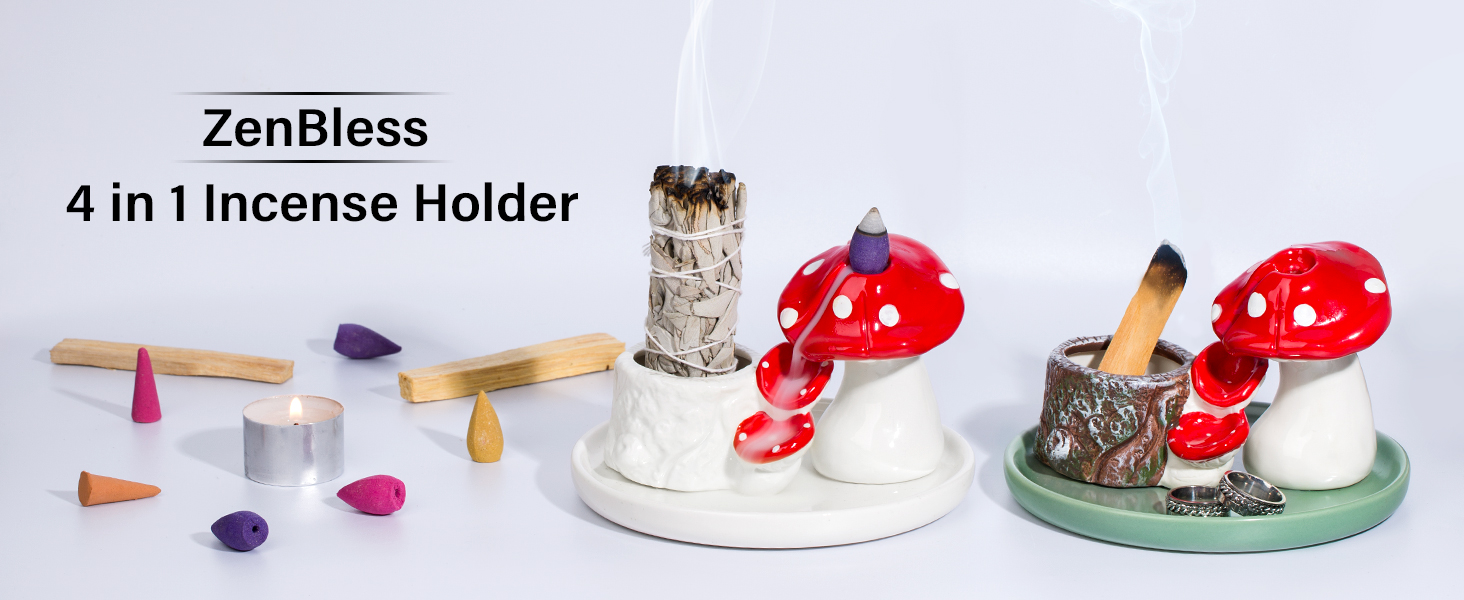 ZenBless 4 in 1 Incense Burner Holder Waterfall,Ceramic