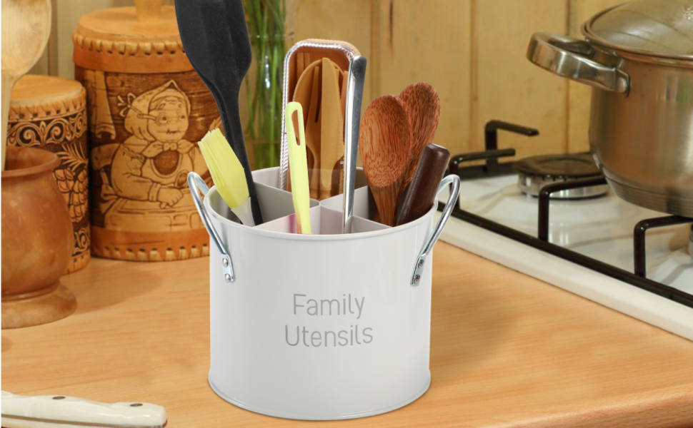 Pumtus Kitchen Utensil Holder for Countertop, 4 Compartment