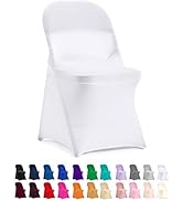 Peomeise Stretch Spandex Folding Chair Cover for Wedding Party Dining Banquet Event (White,12pcs)