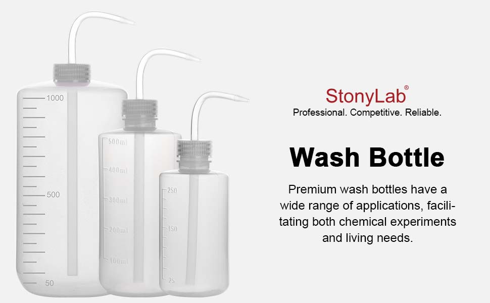 stonylab Chemical Wash Bottle (1Pack), LDPE Plastic Safety