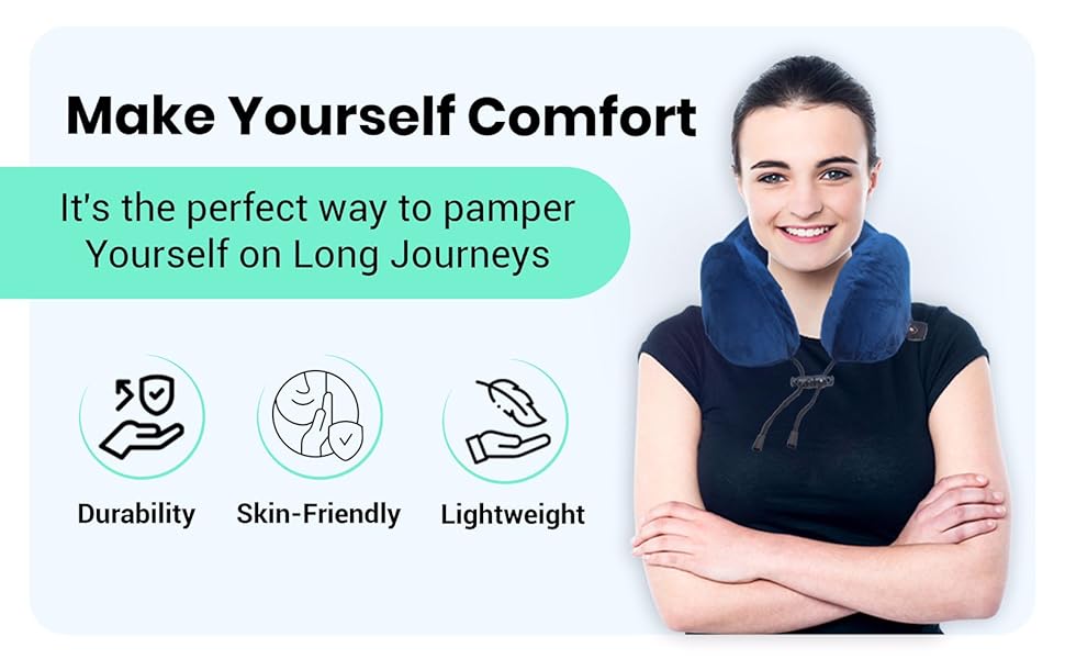 H&H Travel Pillow with Bag Eye Mask & Ear plugs Memory Foam Pillow for Sleep Traveling and Home Use