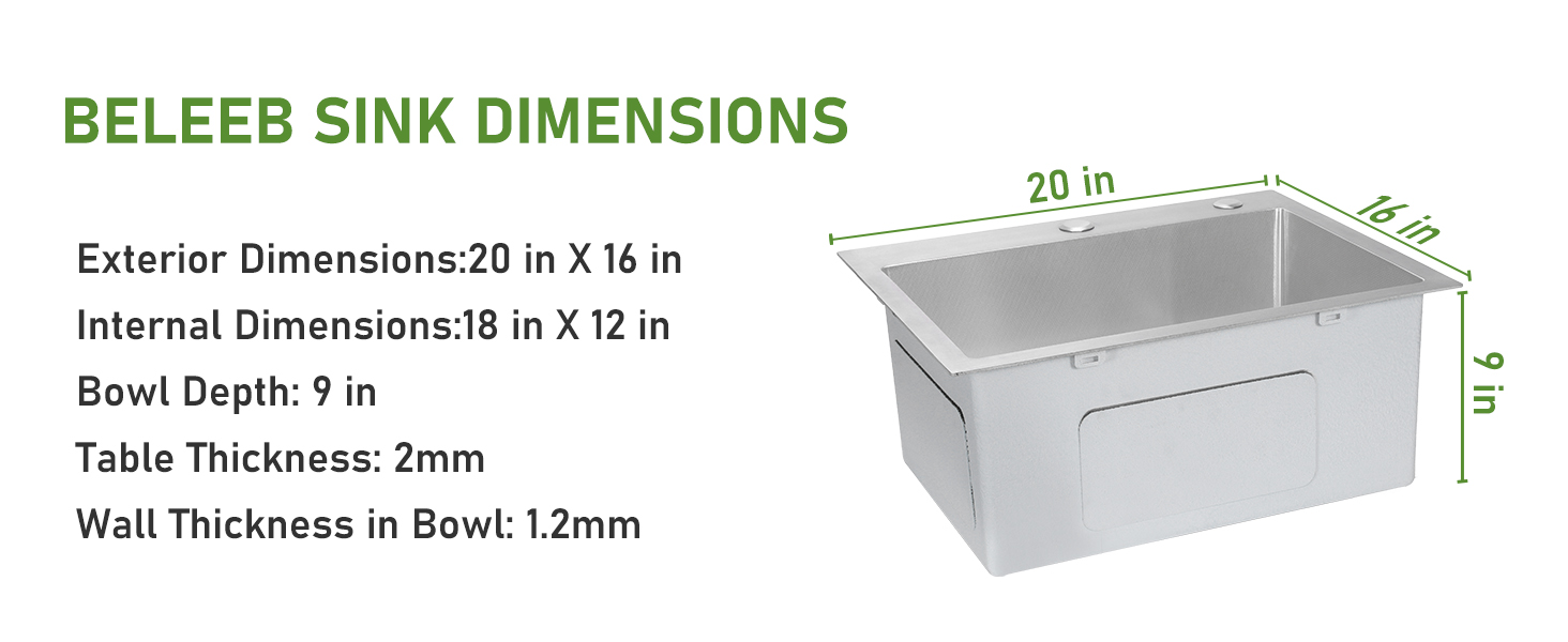 Beleeb sink dimensions