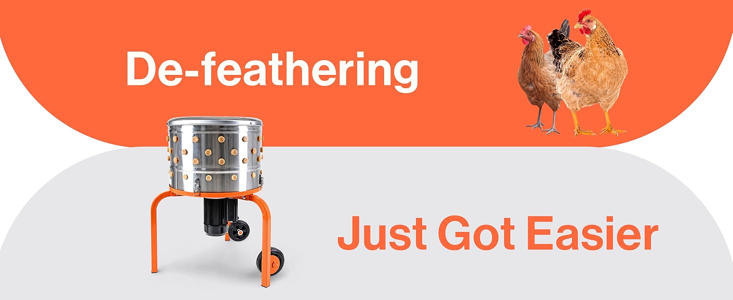 Text reads 'De-featuring' and 'Just Got Easier'. Marketing image split into two circular sections with red-orange borders showing product demonstration.