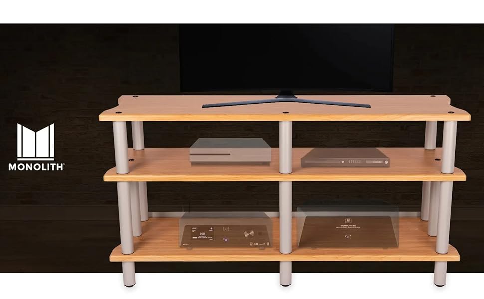 Double‑Wide XL 3‑Tier AV Stand Three‑shelf AV stand for your home theater or entertainment system