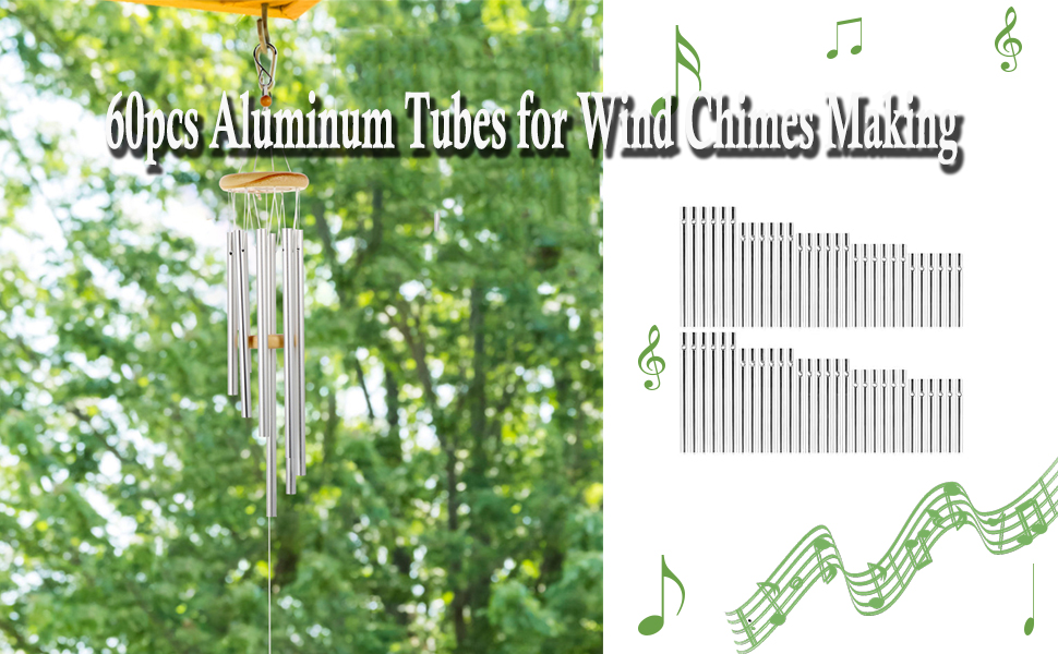 Operitacx 60pcs DIY Wind Chime Making Tubes Aluminum Wind Chime