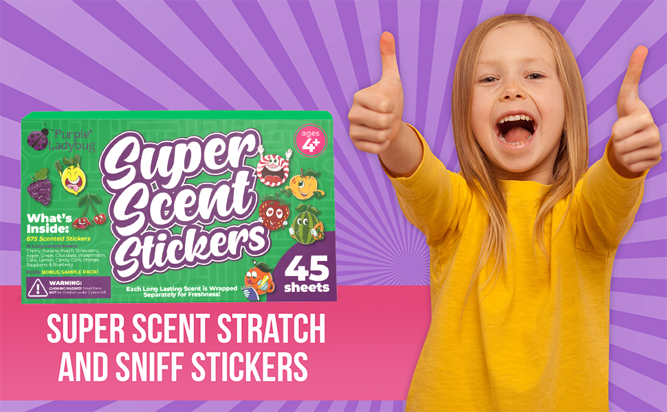 Purple Ladybug 45 Sheets of Scratch and Sniff Stickers for