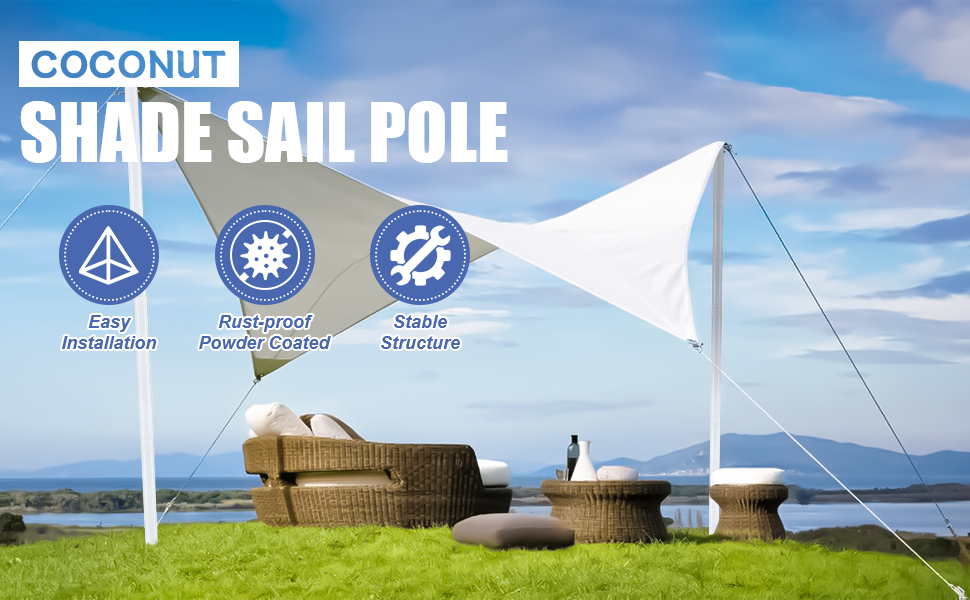 Shade Sail Pole, 8.7FT Sun Shade Post Heavy Duty Sun Shade