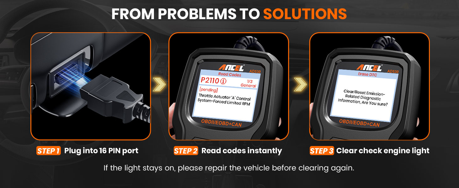 AD530 OBD2 Scanner easy to use, plug and play