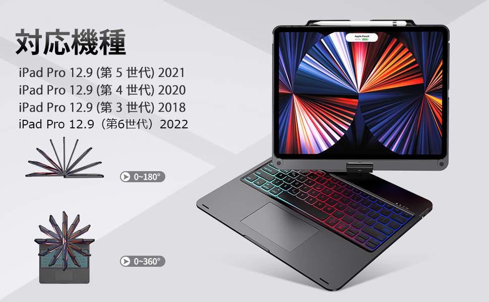 Amazon.co.jp: [2024年進級版] 360°回転 iPad Pro 12.9 第6/5/4