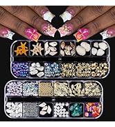 ROFIBUT 2 Boxes Summer Beach Nail Art Rhinestones 3D Mixed Ocean Theme Nail Charms Gold Metallic ...