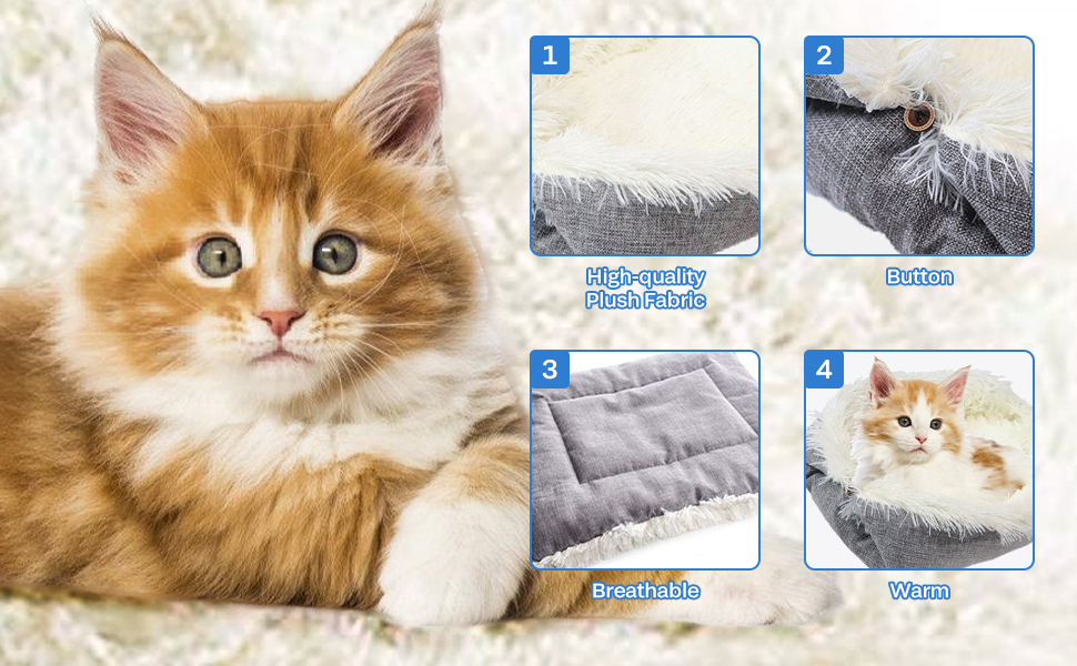 2 in 1 Washable Foldable Pet Blanket Soft Plush Small Cat Bed Mat Puppy Sleeping Cushion
