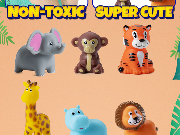 Zoo Animals Bath Toys Bath Tub Toys Cake Decor, Table Decorations 