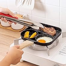 3 in 1 Egg Frying pan Non Stick Small Egg Poacher pan 