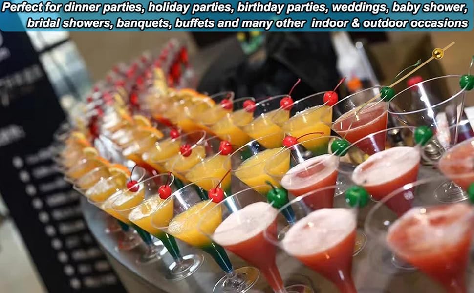 Amazon.com: 200pcs Cocktail Picks+54 Plastic Martini Glasses Disposable ...