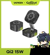 UGREEN MagFlow Qi2 Magnetic Foldable Charging Station, 2-in-1 Fast Wireless Charger Compatible wi...