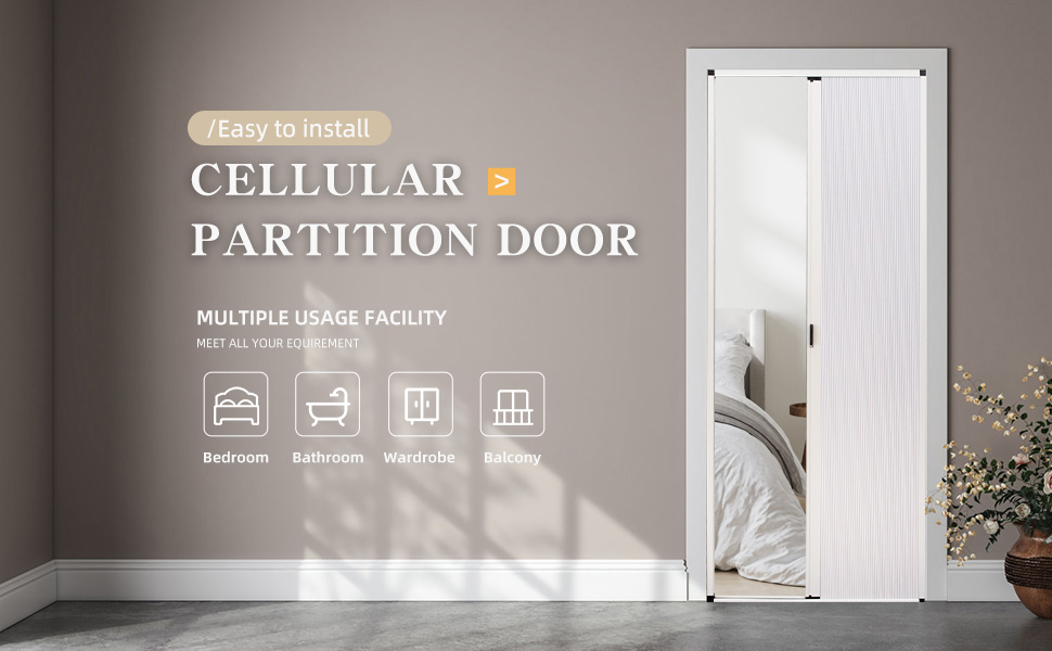 ROOMNEST NoDrilling Interior Accordion Door, Retractable Folding Door