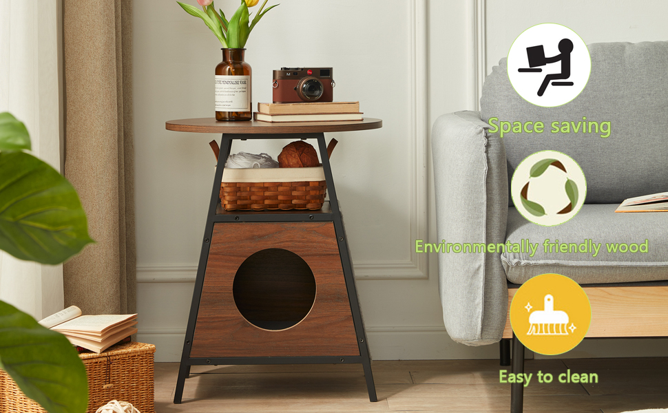 Pet House for Cats, End Table Cat Beds Cave for Indoor