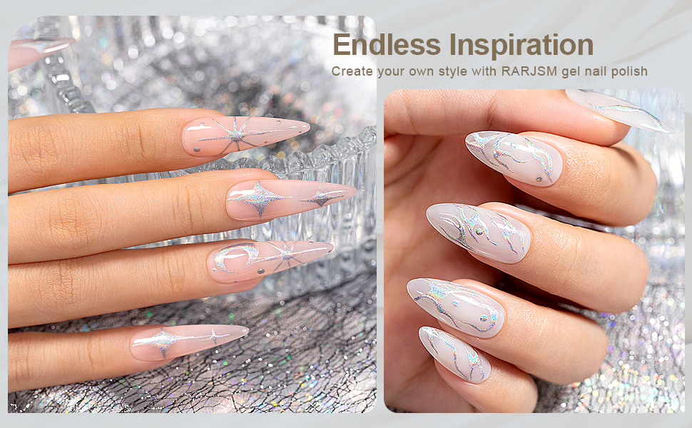 laser silver metallic gel liner silver reflective gel polish liner