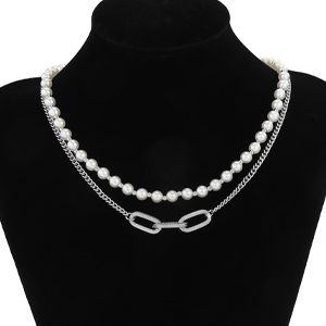 Amazon.com: Pearl Necklace Men Layered Pearl Choker