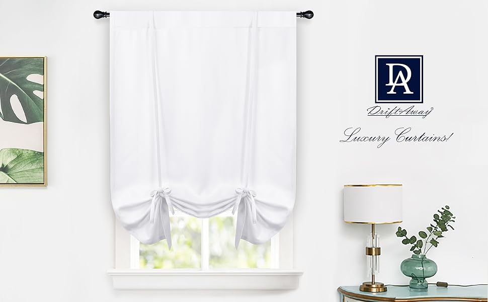 DriftAway Faux Linen Textured Solid Color Blackout Tie Up