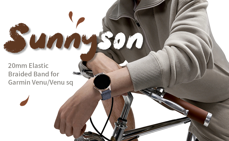 Sunnyson 2 Pack Braided Elastic Band Compatible with Garmin