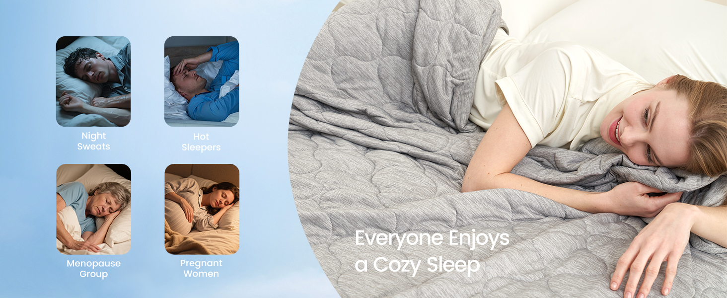 Cozy Bliss Cooling Dual-Sided Blanket for Hot Sleepers, Q-Max>0.46 Lightweight Soft Breathable All Seasons Double Side Cooling Throw for Night Sweats (Silver Grey, 60"x80")