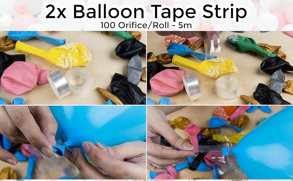 Femanzu 10Pcs Balloon Arch Tape Kit with 2x 5m Balloon Arch Strip Tape