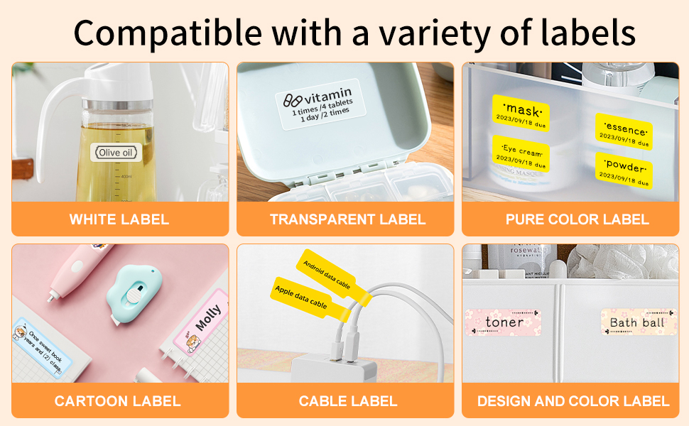 PTJOO Smart Label Maker with Tape, D11 Thermal Wireless