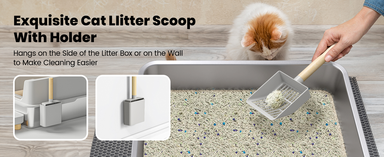 Litter box cat steel stainless extra large lid metal high sides scoop kitty cleaning xl pet jumbo