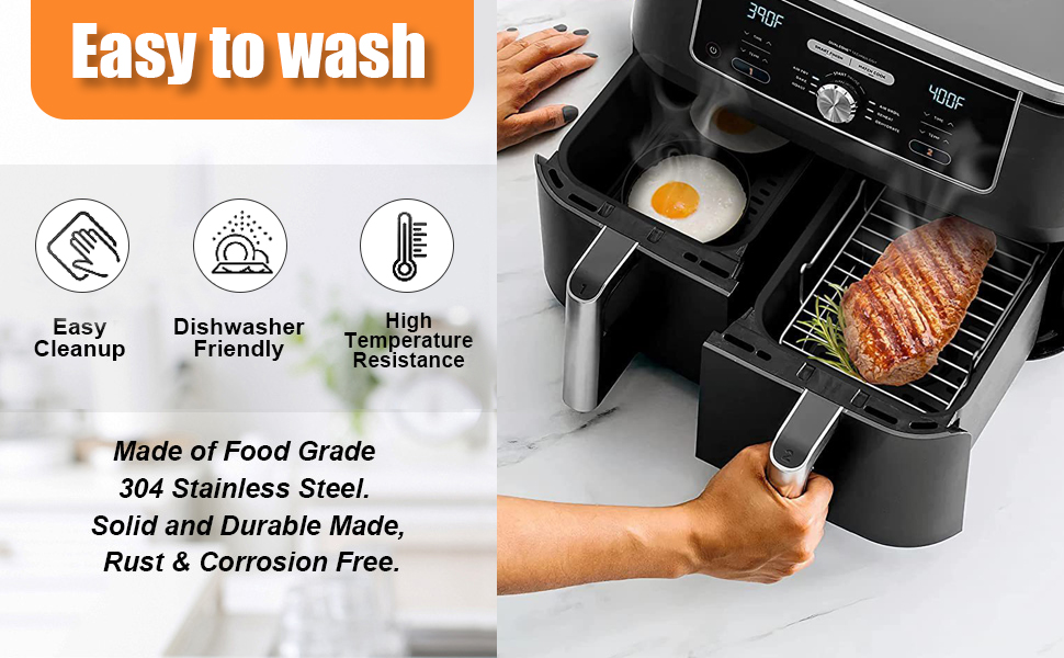 Air Fryer Rack 2pcs Compatible for Ninja Dual Air Fryer with 4 Barbecue