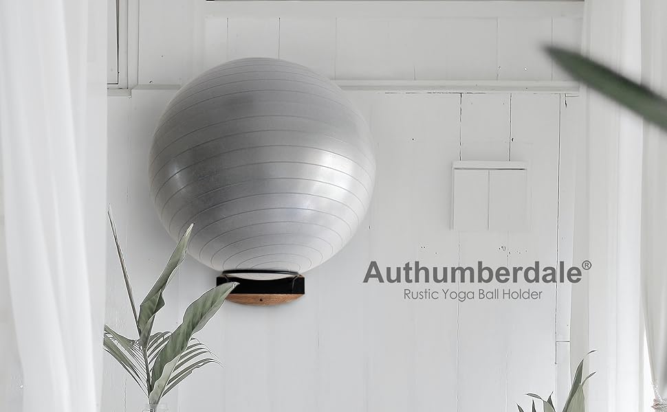 Authumberdale Black Yoga Ball Holder Wall Mount, Rustic Exercise/Stability