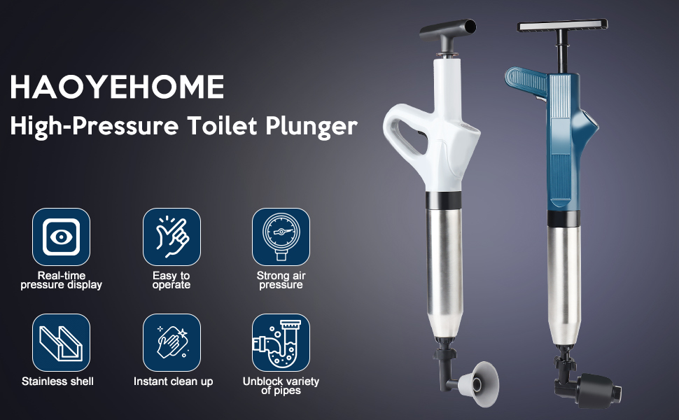 Toilet Plunger Set, Drain Clog Remover Tools High Pressure