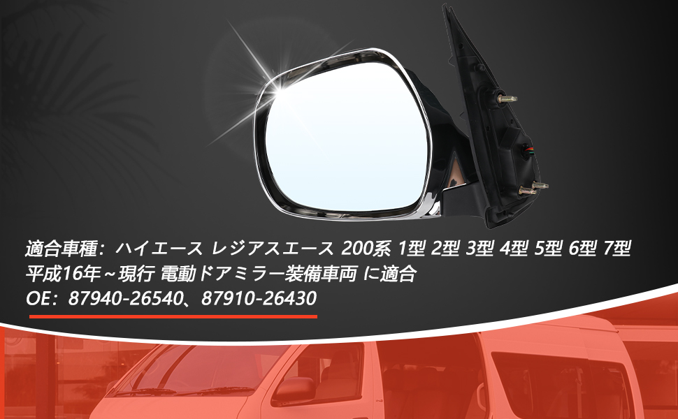ハイエースサイドミラー