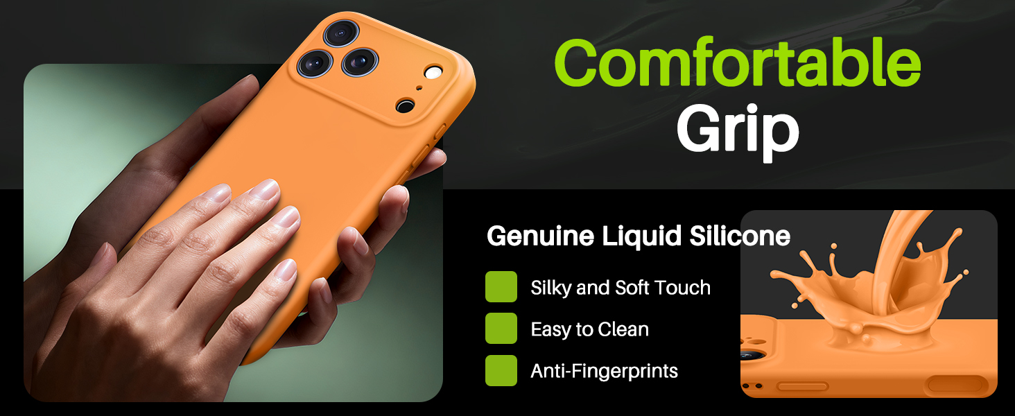 OTOFLY Magnetic Case for iPhone 17 Pro Max, Magsafe Compatible, Classic Liquid Silicone Mobile Phone Case, Built-in Camera Control Button, Anti-Scratch Microfiber Lining, Orange 20 Text written on it