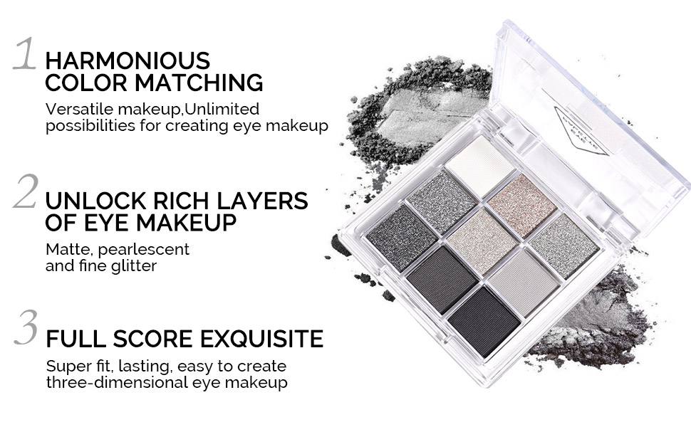 evpct 9 Colors Green Glitter Shimmer Eye Shadow Makeup Palette