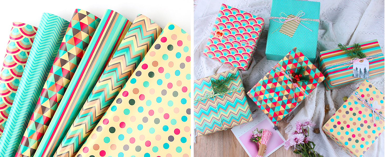 Birthday Gift Wrapping Paper Sheets for Kids Recyclable Gift Wrap 6