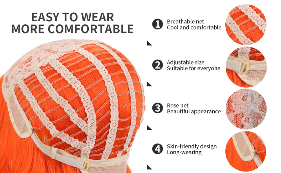 BERON 14 Inches Orange Wig Short Curly Wig Women Girl's