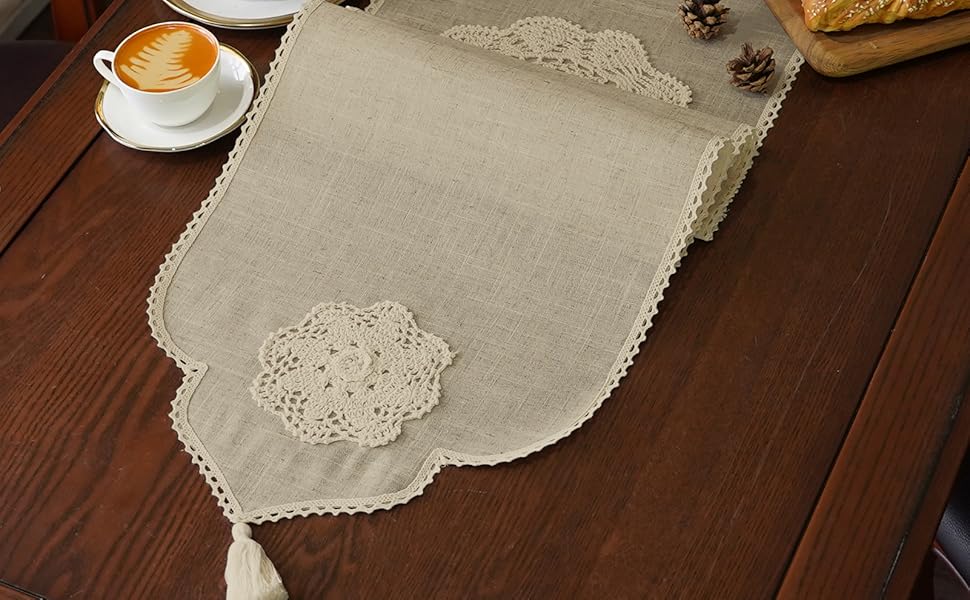 Artbloss Macrame Table Runner Farmhouse Rustic Dresser