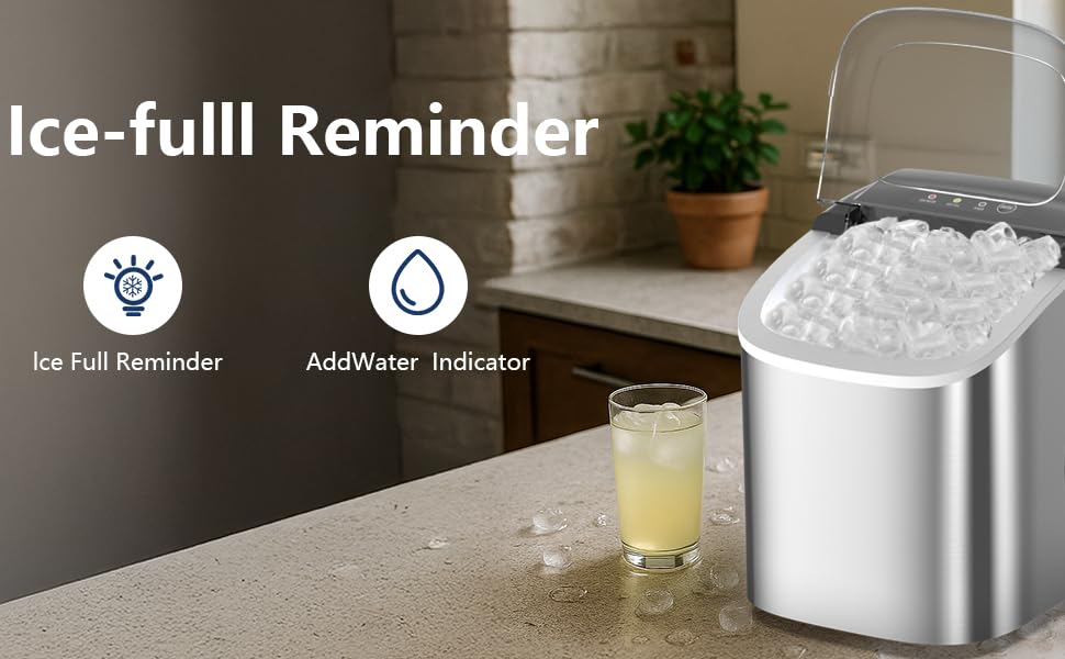 Portable Bullet Ice Maker Machine, One-Click Operation Ice Machine 34LBS/24Hr Production, 6-8 Minutes Quick Ice Making, 1.2L Water Tank, Silver 10 5