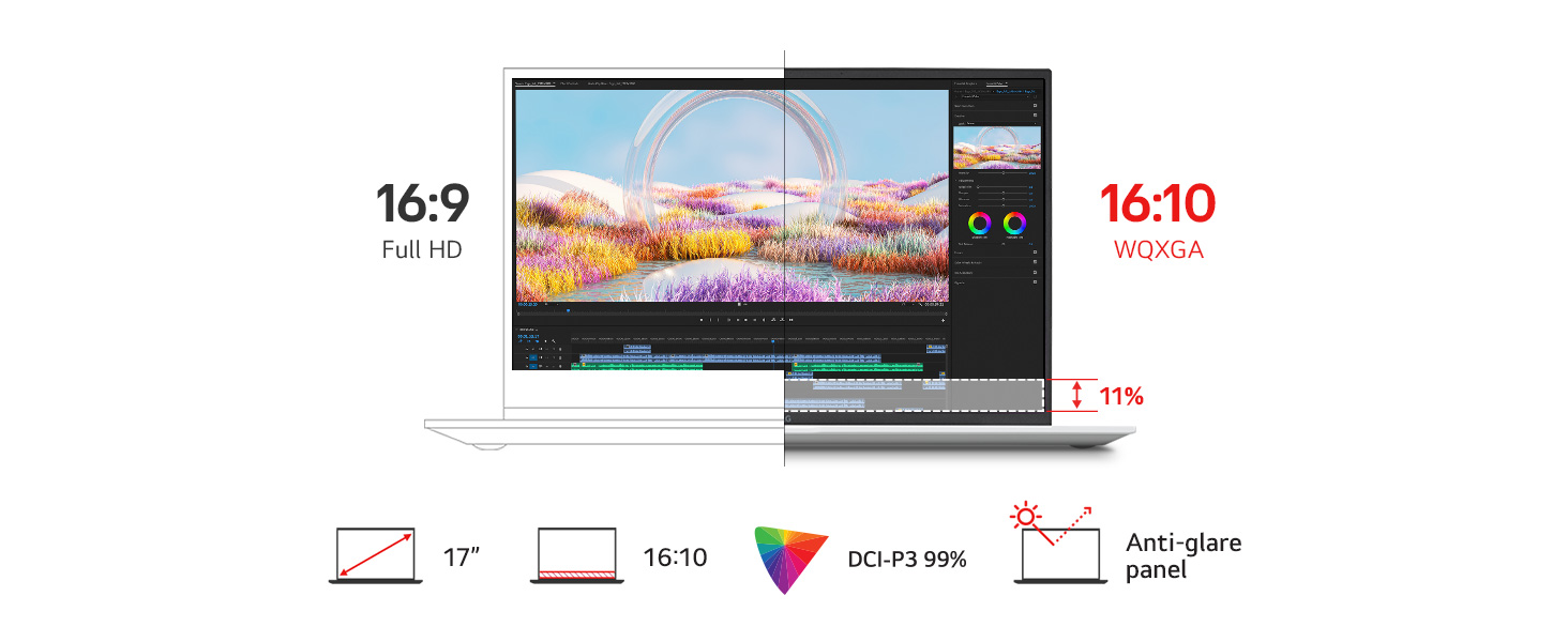 LG gram 2024 17Z90S 17 inch Ultra-Lightweight Laptop, Intel Core Ultra 7 Processor up to 4.8GHz, 32GB RAM, 1TB SSD, Windows 11 Home, Intel EVO Certified (Obsidian Black) 20 LG gram offers precise images with IPS LCD display, 16:10 High-resolution display shows more display