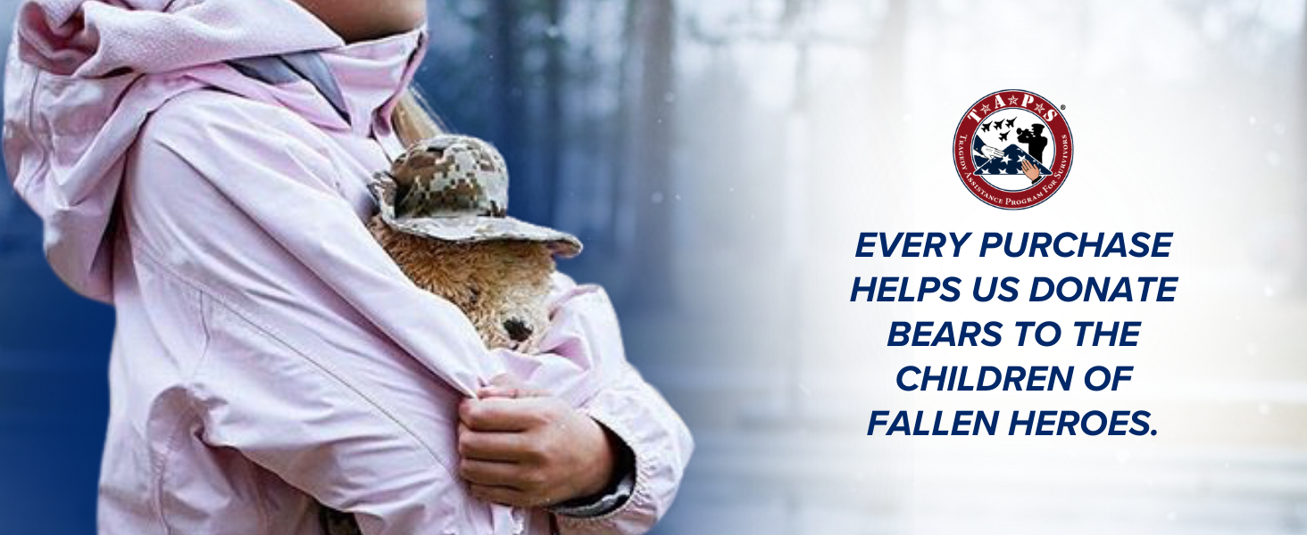 Every purchase donates teddy bears to children of fallen heroes supporting military families