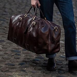 mens italian handcrafted full grain leather holdall