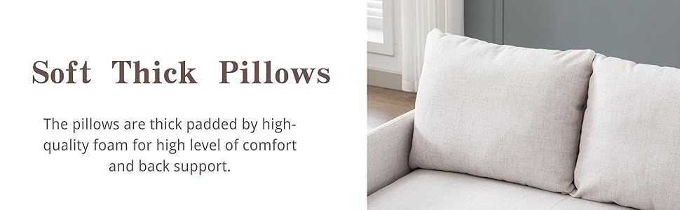 2 Seater Sofa In Linen Modern Compact Loveseat Couch For Living Room, 2 Seater, Beige 15 2